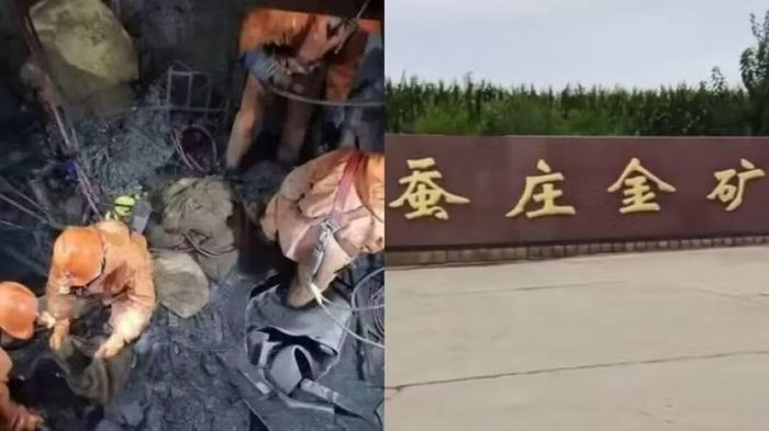 Cứu hộ nạn nhân trong vụ đứt cáp ở mỏ Vàng Tàm Trang, Sơn Đông hôm 7/2/2026. Ảnh: Sohu.