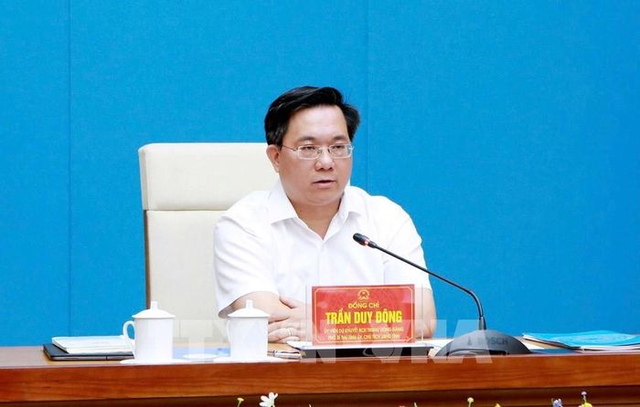 Chủ tịch UBND tỉnh Phú Thọ Trần Duy Đông phát biểu tại hội nghị. Ảnh: Thu Hương - TTXVN