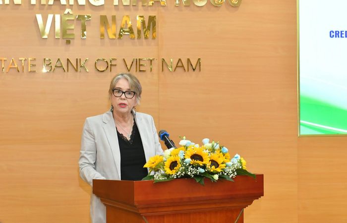 TS. Michaela Baur, Giám đốc Quốc gia GIZ tại Việt Nam phát biểu. Nguồn: NHNN