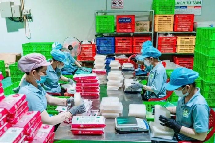 Sản xuất bánh tráng tại Công ty TNHH Tân Nhiên. Ảnh: BSA