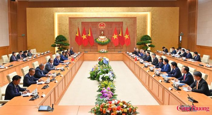 Sau Lễ đón, hai Thủ tướng đã dẫn đầu đoàn cấp cao hai nước tiến hành hội đàm nhằm đánh giá kết quả hợp tác giữa hai nước thời gian qua và đề xuất các phương hướng hợp tác thời gian tới, chứng kiến Lễ trao văn kiện hợp tác giữa Việt Nam và Timor-Leste.