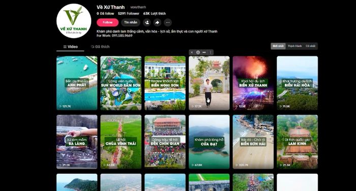 Các clip được Team Nguyễn Quang Thành đăng tải trên kênh Tiktok Về xứ Thanh thu hút hàng trăm nghìn lượt xem.