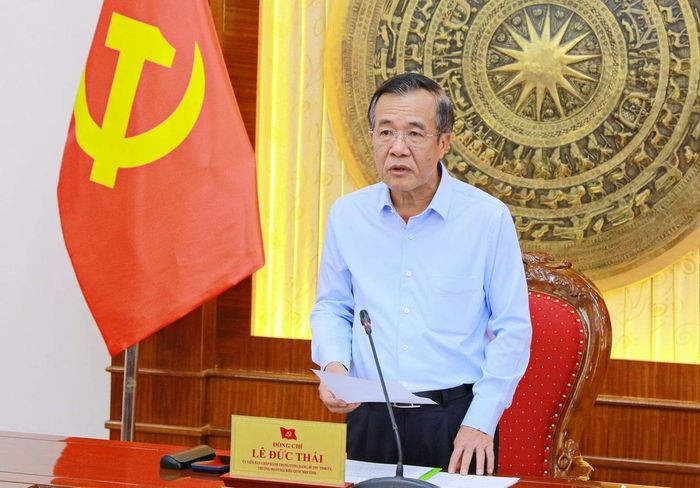 Bí thư Tỉnh ủy, Trưởng Đoàn ĐBQH tỉnh, Trưởng Ban Chỉ đạo PCTNLPTC tỉnh Lê Đức Thái phát biểu kết luận.