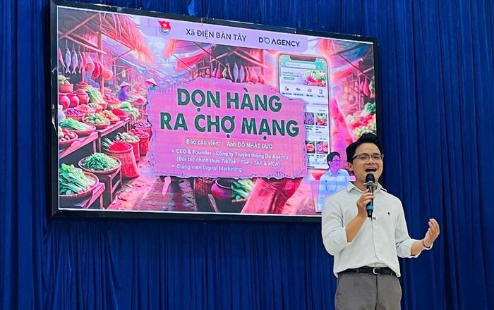 Anh Đỗ Nhật Đức, Giám đốc Công ty TNHH Truyền thông Do Agency (Đà Nẵng) chia sẻ về cơ hội đưa sản phẩm địa phương tiếp cận khách hàng thông qua các nền tảng số. Ảnh do nhân vật cung cấp