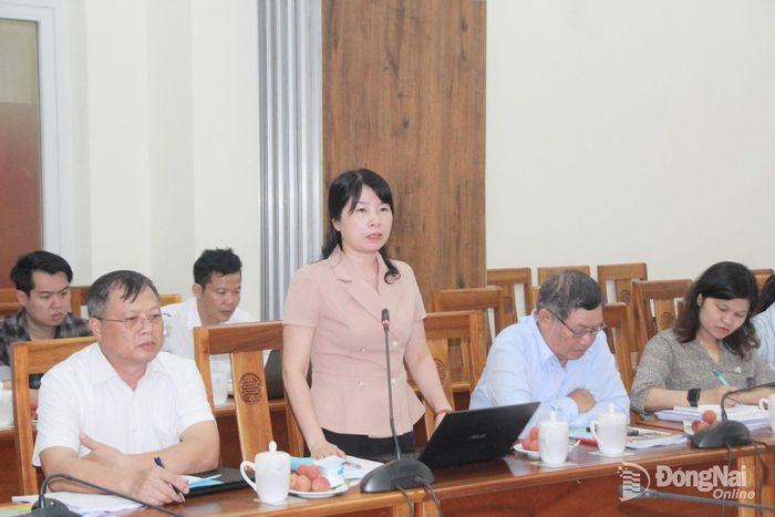 Phó Giám đốc Sở Khoa học và Công nghệ Trịnh Thị Hòa trao đổi tại buổi làm việc. Ảnh: Nga Sơn