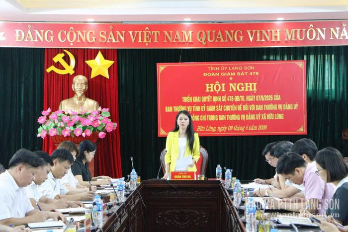 Đồng chí Đoàn Thu Hà, Phó Bí thư Tỉnh ủy, Trưởng Đoàn đại biểu Quốc hội tỉnh, Chủ tịch Ủy ban MTTQ Việt Nam tỉnh, Trưởng đoàn giám sát 478 quán triệt nội dung giám sát