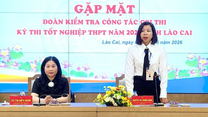 Đồng chí Nguyễn Thị Trường Giang, Phó Giám đốc Học viện Báo chí và Tuyên truyền phát biểu tại buổi gặp mặt.
