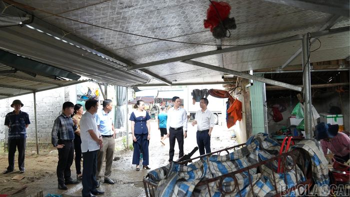 Tổ đại biểu số 14 HĐND tỉnh cùng đại diện HĐND, UBND xã Gia Phú đã khảo sát thực tế tại khu vực chợ Gia Phú và tuyến đường dân sinh không có rãnh thoát nước.