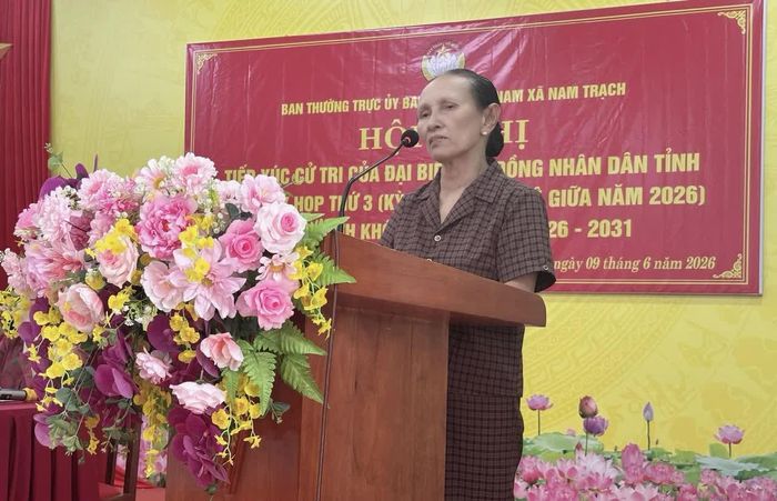Cử tri xã Nam Trạch phát biểu tại buổi tiếp xúc - Ảnh: K.H