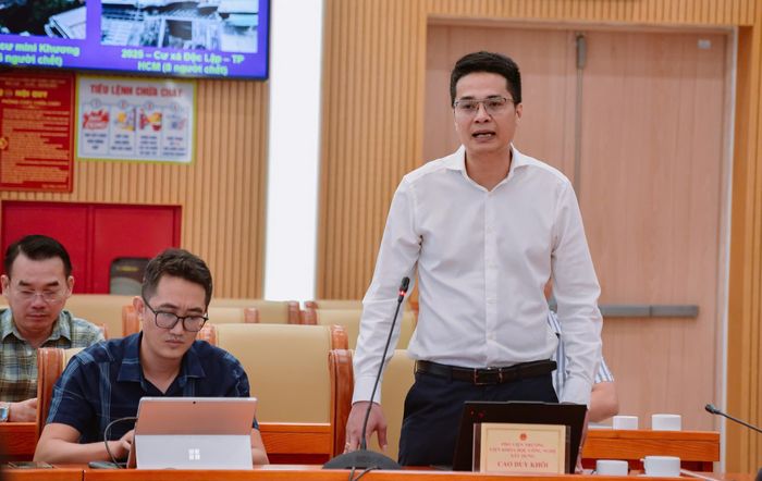 Ông Cao Duy Khôi, Phó viện trưởng Viện Khoa học công nghệ xây dựng phát biểu tại hội thảo.