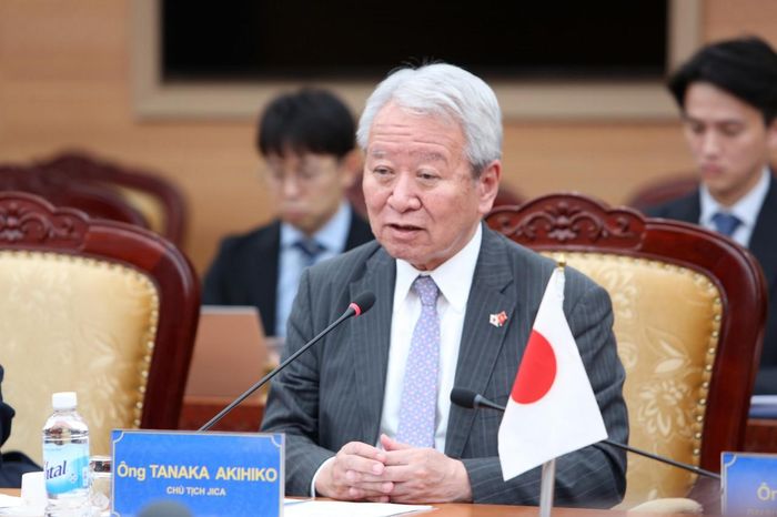 Chủ tịch JICA Tanaka Akihiko phát biểu. Ảnh: Đức Minh