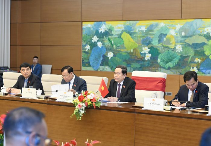 Chủ tịch Quốc hội Trần Thanh Mẫn phát biểu tại cuộc hội kiến