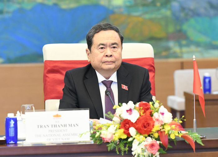 Chủ tịch Quốc hội Trần Thanh Mẫn phát biểu tại cuộc hội kiến