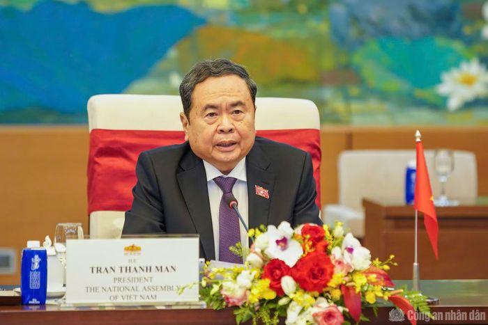 Chủ tịch Quốc hội Trần Thanh Mẫn phát biểu tại cuộc hội kiến.