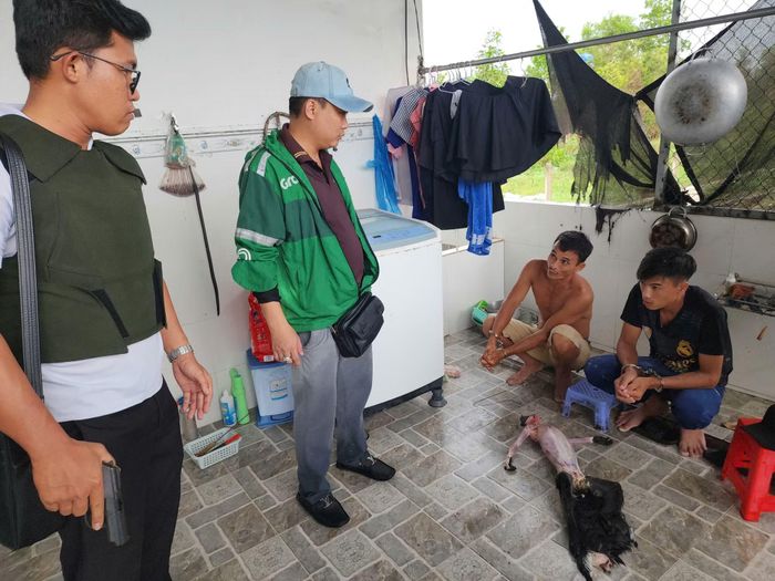Bắt quả tang Ngô Hoàng Phi và Ngô Hoàng Hậu đang giết mổ cá thể voọc bạc