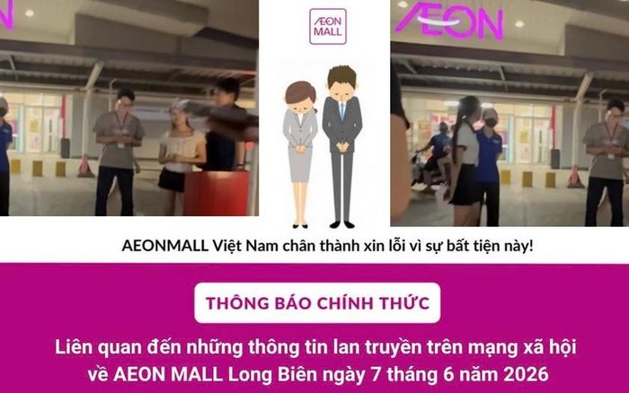 Trang tin của AEON MALL Việt Nam gửi thông điệp xin lỗi khách hàng và gia đình. Ảnh: FB
