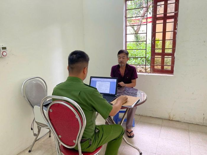 Đối tượng Nguyễn Văn Đoàn tại cơ quan Công an.