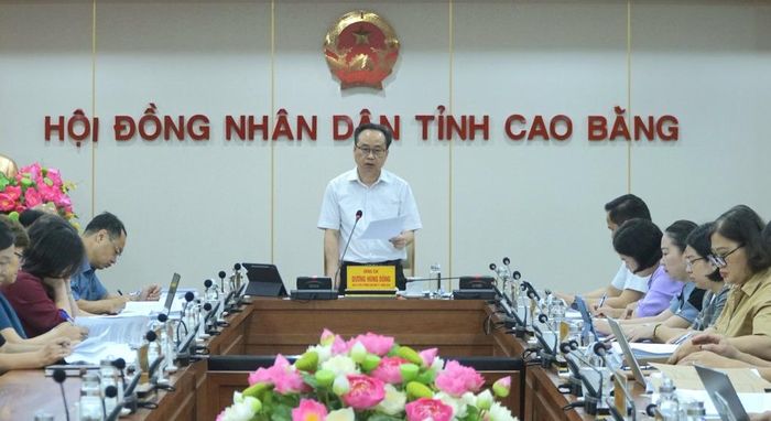 Trưởng Ban Kinh tế - Ngân sách, HĐND tỉnh Dương Hùng Dũng phát biểu kết luận cuộc họp.