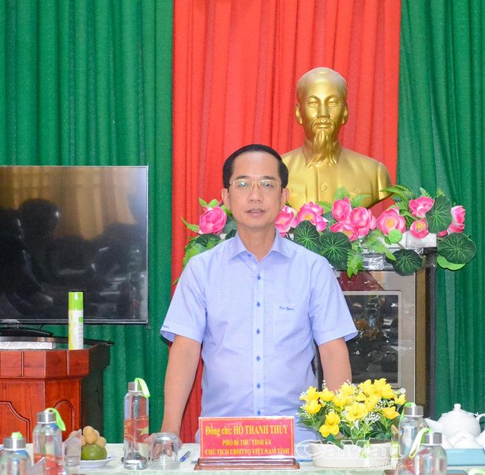 Đồng chí Hồ Thanh Thủy, Phó Bí thư Tỉnh ủy, Chủ tịch Ủy ban MTTQ Việt Nam tỉnh Cà Mau, ghi nhận và đánh giá cao những kết quả mà Hội CCB tỉnh đạt được trong thời gian qua.