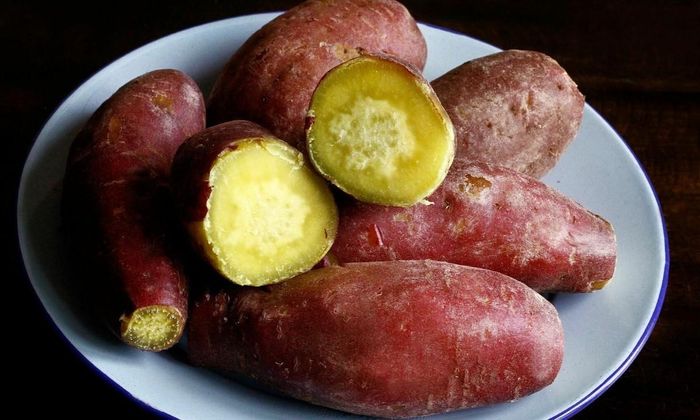Thay vì ăn nhiều cơm trắng, bạn có thể thay thế một phần bữa trưa bằng khoai lang. Ảnh minh họa