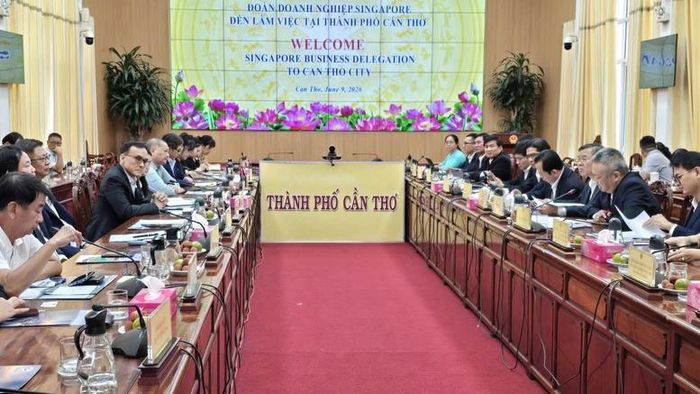 Chủ tịch UBND TP. Cần Thơ Trương Cảnh Tuyên đã tiếp Đoàn doanh nghiệp Singapore đến làm việc, tìm hiểu cơ hội hợp tác và đầu tư tại thành phố. (Ảnh: VGP).