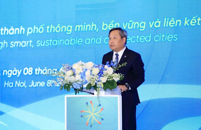 Chủ tịch UBND thành phố Hà Nội Vũ Đại Thắng phát biểu khai mạc Hội nghị Lãnh đạo các thành phố ASEAN 2026. Ảnh: Viết Thành
