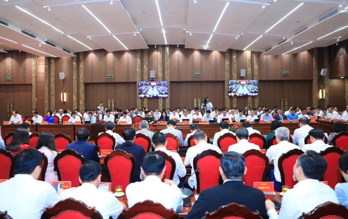 Đại biểu tham dự hội nghị tại điểm cầu Thành ủy Hà Nội. Ảnh: Quang Thái