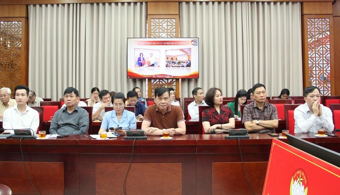 Các đại biểu dự tại điểm cầu Ủy ban MTTQ Việt Nam thành phố Hà Nội. Ảnh: Lê Phương