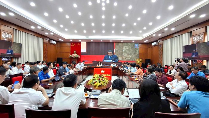 Quang cảnh điểm cầu Ủy ban MTTQ Việt Nam thành phố Hà Nội. Ảnh: Hiền Chi