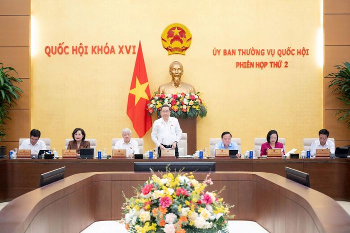 Ủy viên Bộ Chính trị, Chủ tịch Quốc hội Trần Thanh Mẫn chủ trì phiên họp thứ 2 của Ủy ban Thường vụ Quốc hội. Ảnh: media.quochoi.vn