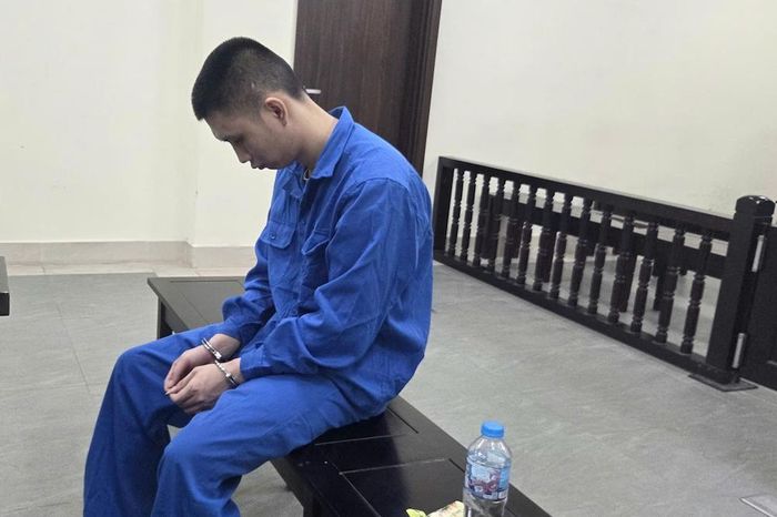 Bị cáo Ngô Xuân Hoàng tại phiên tòa. Ảnh: N.M