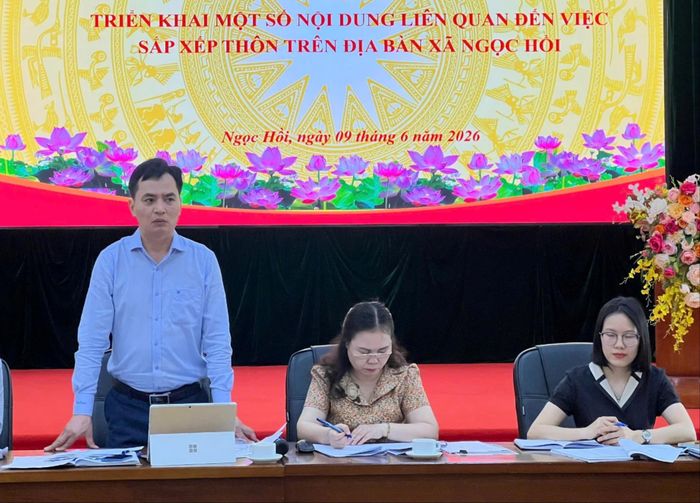 Phó Chủ tịch UBND xã Ngọc Hồi Tạ Đăng Doanh phát biểu. Ảnh: PV
