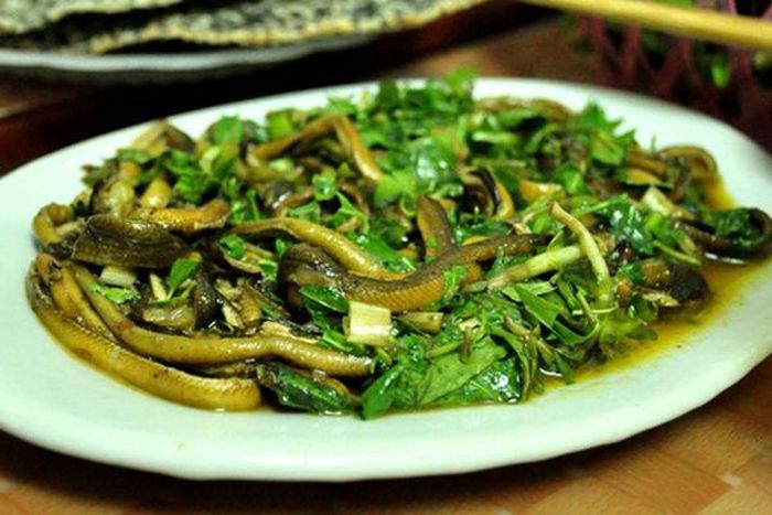 Món ăn này tuy đơn giản nhưng khá kỳ công trong việc lựa chọn gia vị. Lươn xào chín mềm nên khi ăn lươn có cảm giác trơn mềm, hòa với nước sốt đậm đà, hơi cay. Món lươn xào thường ăn kèm với bánh đa Đô Lương (Nghệ An) hoặc có thể làm món nhắm rượu.