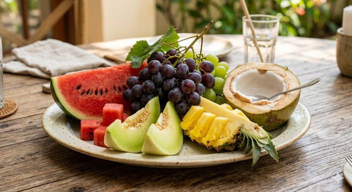 Dưa hấu chứa khoảng 91% nước, là lựa chọn tuyệt vời để giữ nước cho cơ thể trong những ngày nắng nóng. Ảnh: AI.