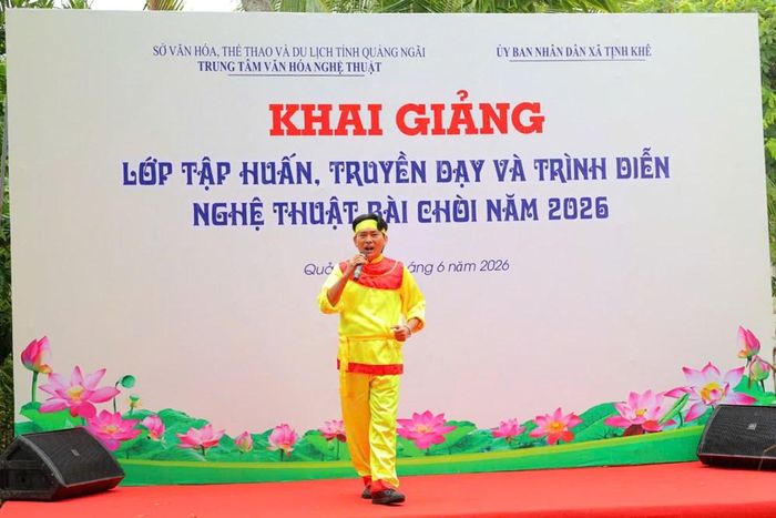 Lớp tập huấn, truyền dạy và trình diễn Nghệ thuật Bài chòi năm 2026 được khai giảng tại Hợp tác xã Nông nghiệp và Du lịch cộng đồng Mỹ Khê, xã Tịnh Khê