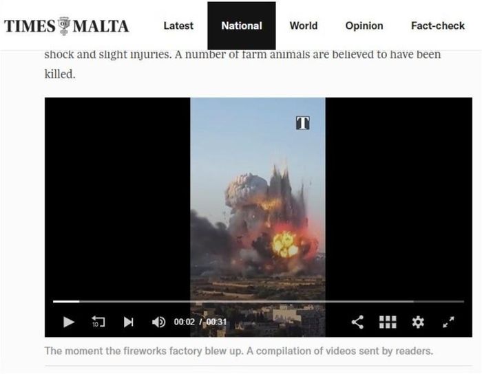 Ảnh chụp màn hình video được nhúng trong bài báo của tờ Times of Malta.