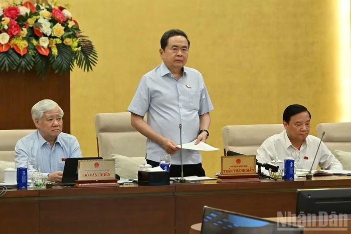 Chủ tịch Quốc hội Trần Thanh Mẫn phát biểu khai mạc phiên họp. (Ảnh: THỦY NGUYÊN)