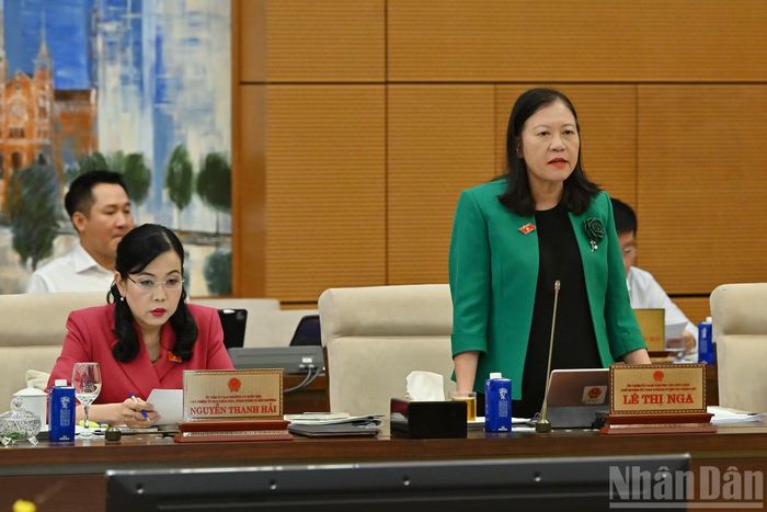 Chủ nhiệm Ủy ban Dân nguyện và Giám sát của Quốc hội Lê Thị Nga phát biểu tại phiên họp.