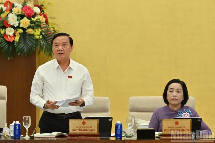Phó Chủ tịch Quốc hội Nguyễn Khắc Định điều hành nội dung của phiên họp.