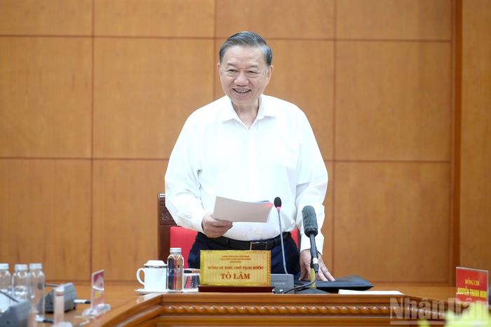 Tổng Bí thư, Chủ tịch nước Tô Lâm phát biểu kết luận tại cuộc làm việc.
