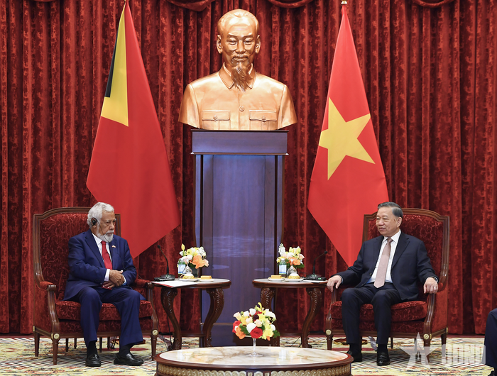 Tổng Bí thư, Chủ tịch nước Tô Lâm tiếp Thủ tướng Timor-Leste Kay Rala Xanana Gusmão. Ảnh: TUẤN HUY 
