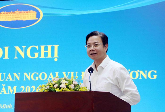 Thứ trưởng Bộ Ngoại giao Ngô Lê Văn phát biểu tại hội nghị. Ảnh: XUÂN KHU