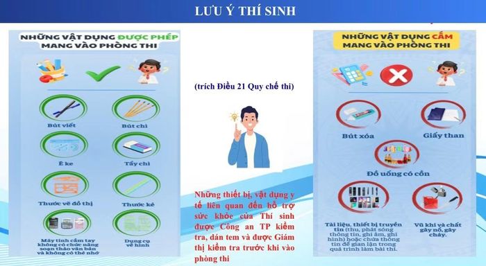  Những vật dụng được phép và bị cấm mang vào phòng thi 