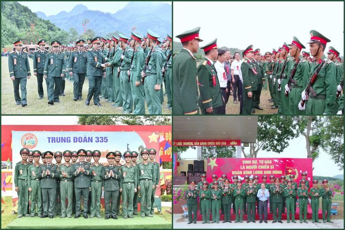 Lãnh đạo, chỉ huy Sư đoàn 324 động viên chiến sĩ mới tại Lễ tuyên thệ.