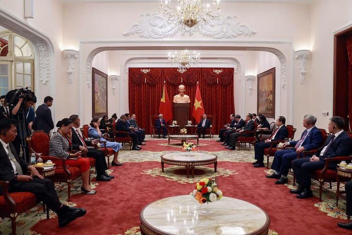Tổng Bí thư, Chủ tịch nước Tô Lâm tiếp Thủ tướng Timor-Leste Kay Rala Xanana Gusmão. Ảnh: Minh Châu