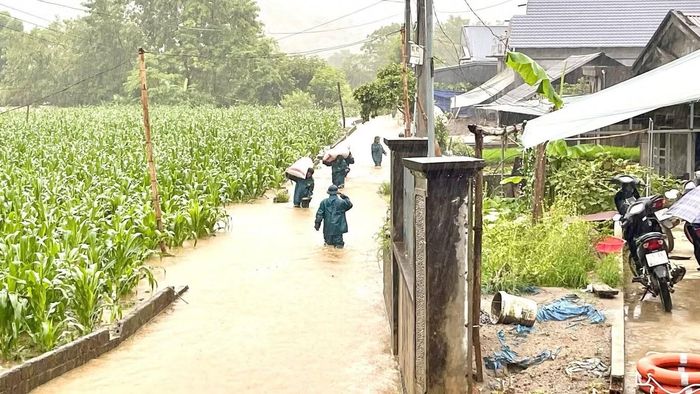 Lực lượng dân quân giúp dân di chuyển tài sản đến nơi an toàn.