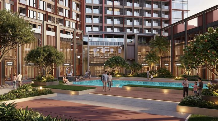 Bể bơi phong cách resort dưới chân tháp Symphony 5. Ảnh phối cảnh dự án: Sun Property