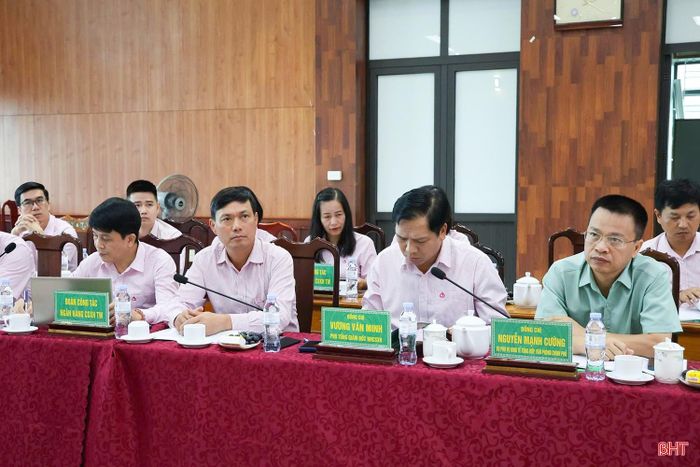 Đại biểu đoàn công tác NHCSXH Việt Nam tham dự buổi làm việc.