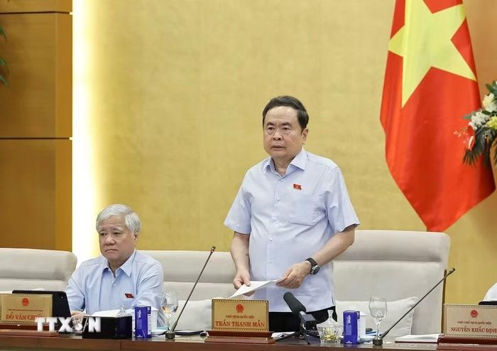 Chủ tịch Quốc hội Trần Thanh Mẫn phát biểu khai mạc Phiên họp. (Ảnh: Doãn Tấn/TTXVN)