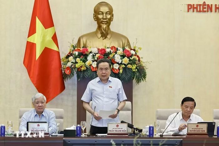 Chủ tịch Quốc hội Trần Thanh Mẫn phát biểu khai mạc Phiên họp. (Ảnh: Doãn Tấn/TTXVN)